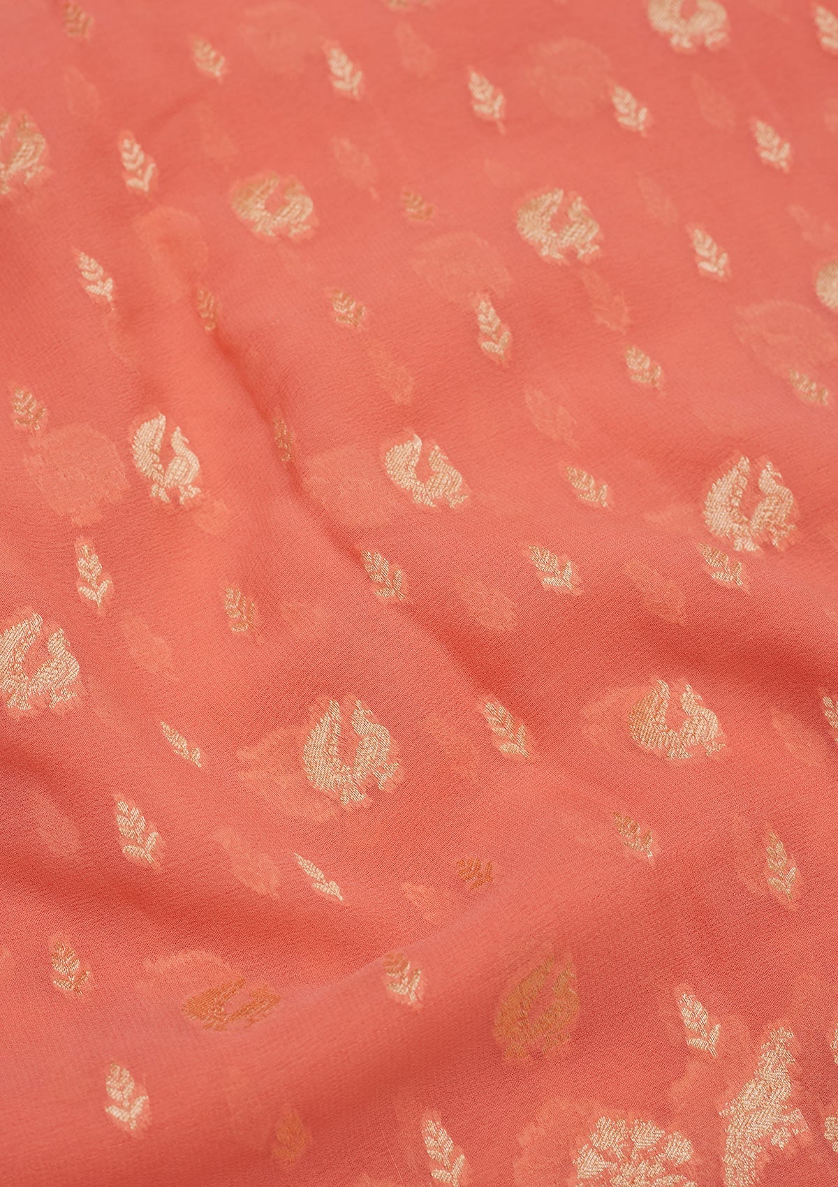 Light Orange Zariwork Pure Silk Saree-Koskii