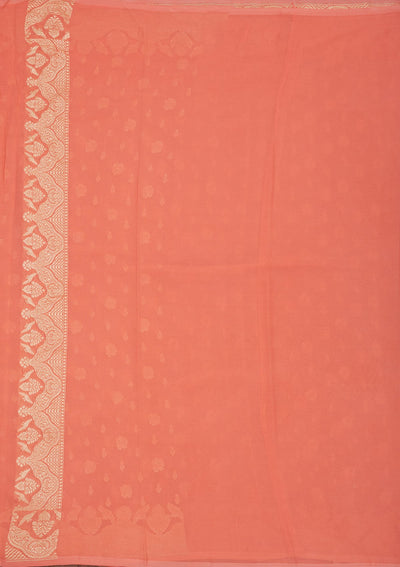 Light Orange Zariwork Pure Silk Saree-Koskii