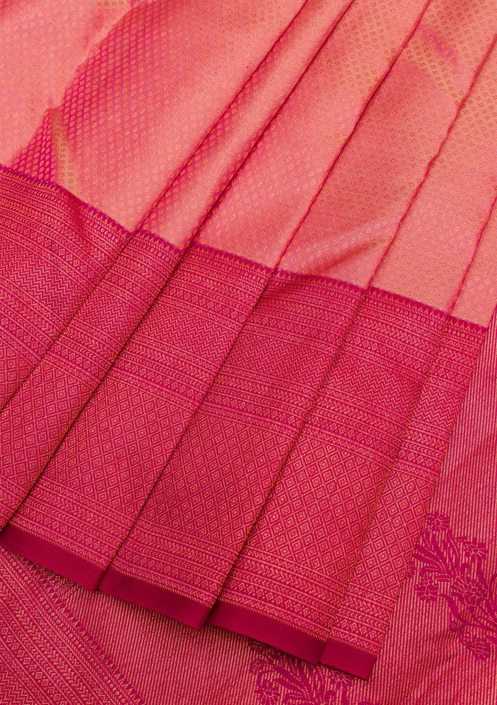 Light Peach Zariwork Pure Silk Saree-Koskii