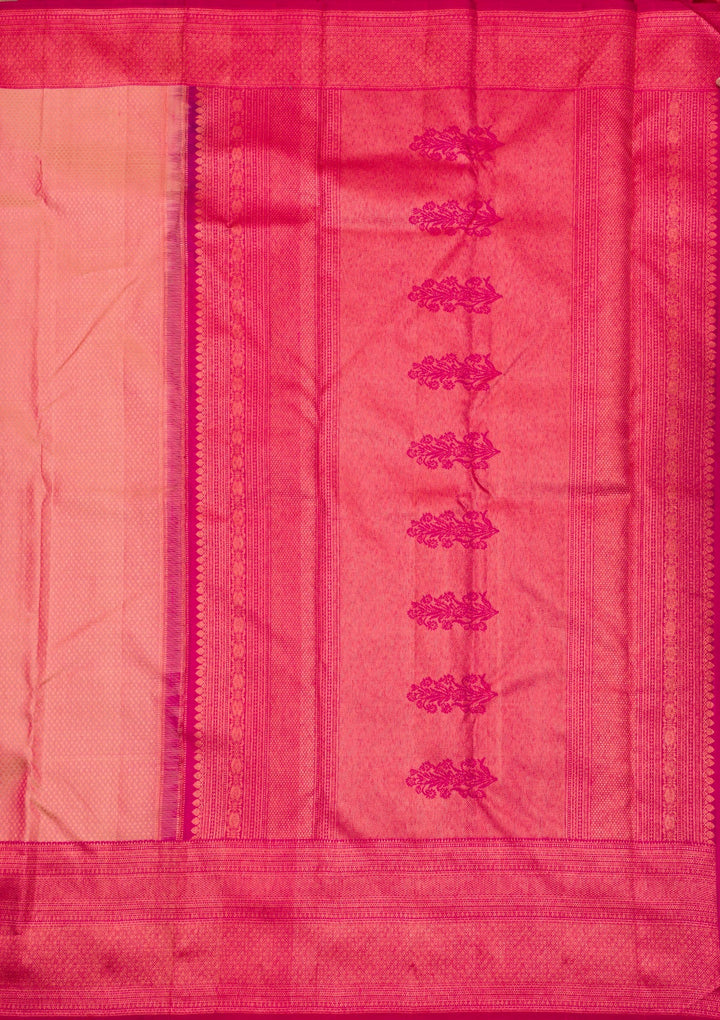 Light Peach Zariwork Pure Silk Saree-Koskii