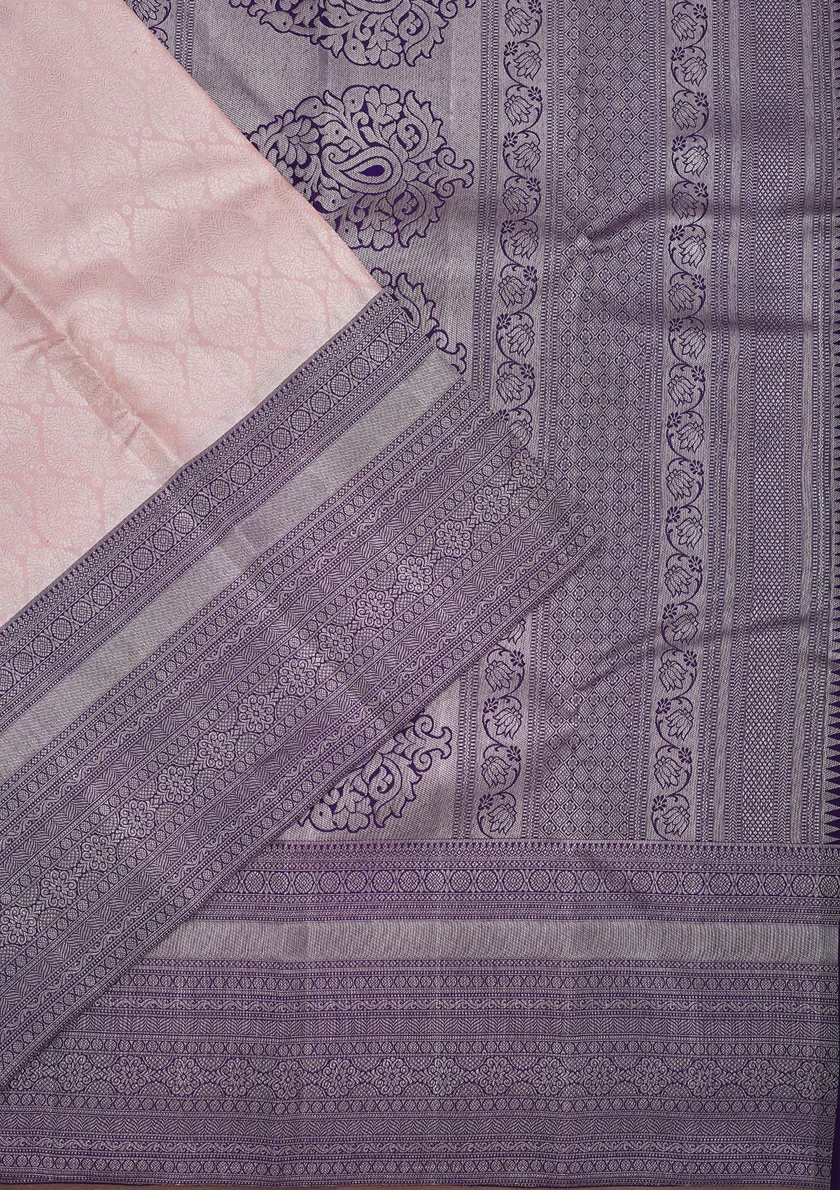 Light Peach Zariwork Pure Silk Saree