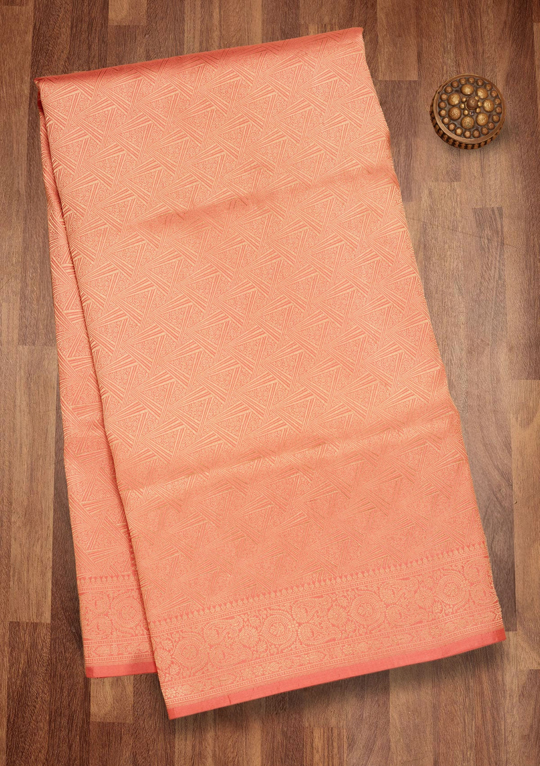 Light Peach Zariwork Pure Silk Saree-Koskii