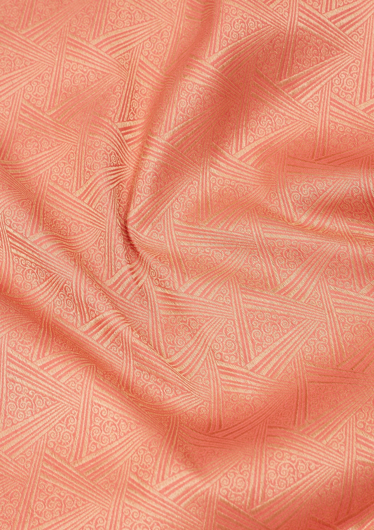 Light Peach Zariwork Pure Silk Saree-Koskii