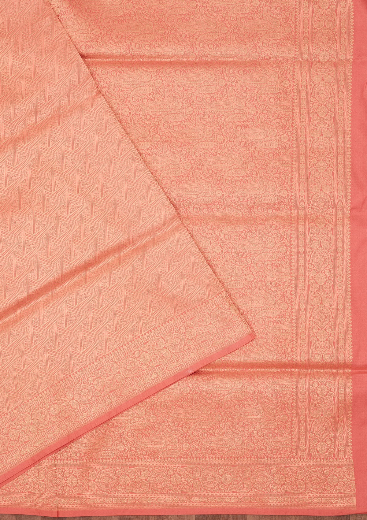 Light Peach Zariwork Pure Silk Saree-Koskii