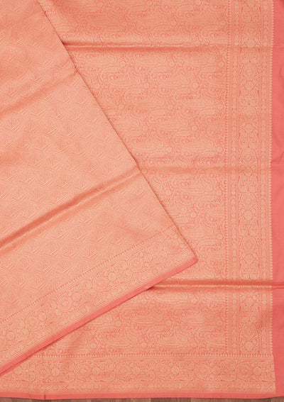 Light Peach Zariwork Pure Silk Saree-Koskii