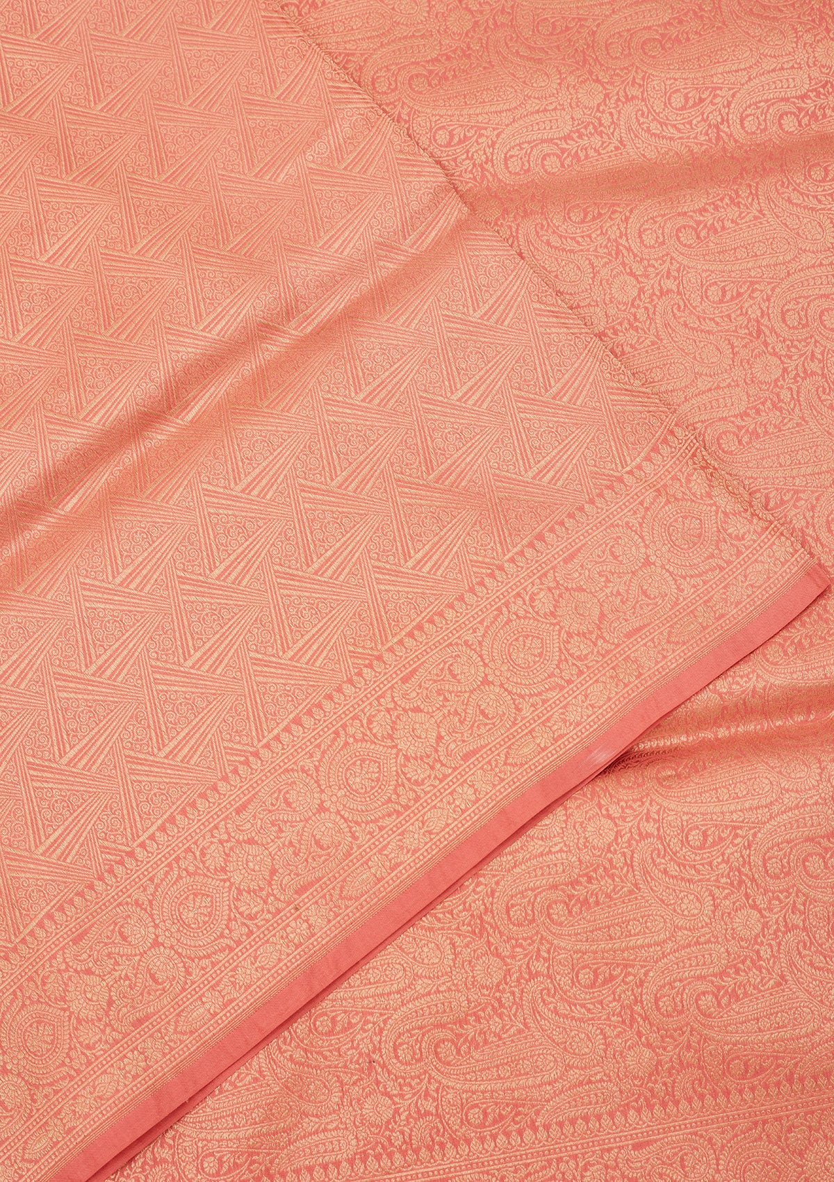 Light Peach Zariwork Pure Silk Saree-Koskii