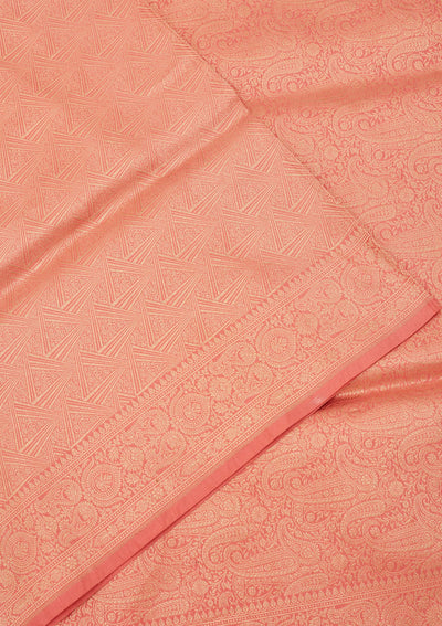 Light Peach Zariwork Pure Silk Saree-Koskii