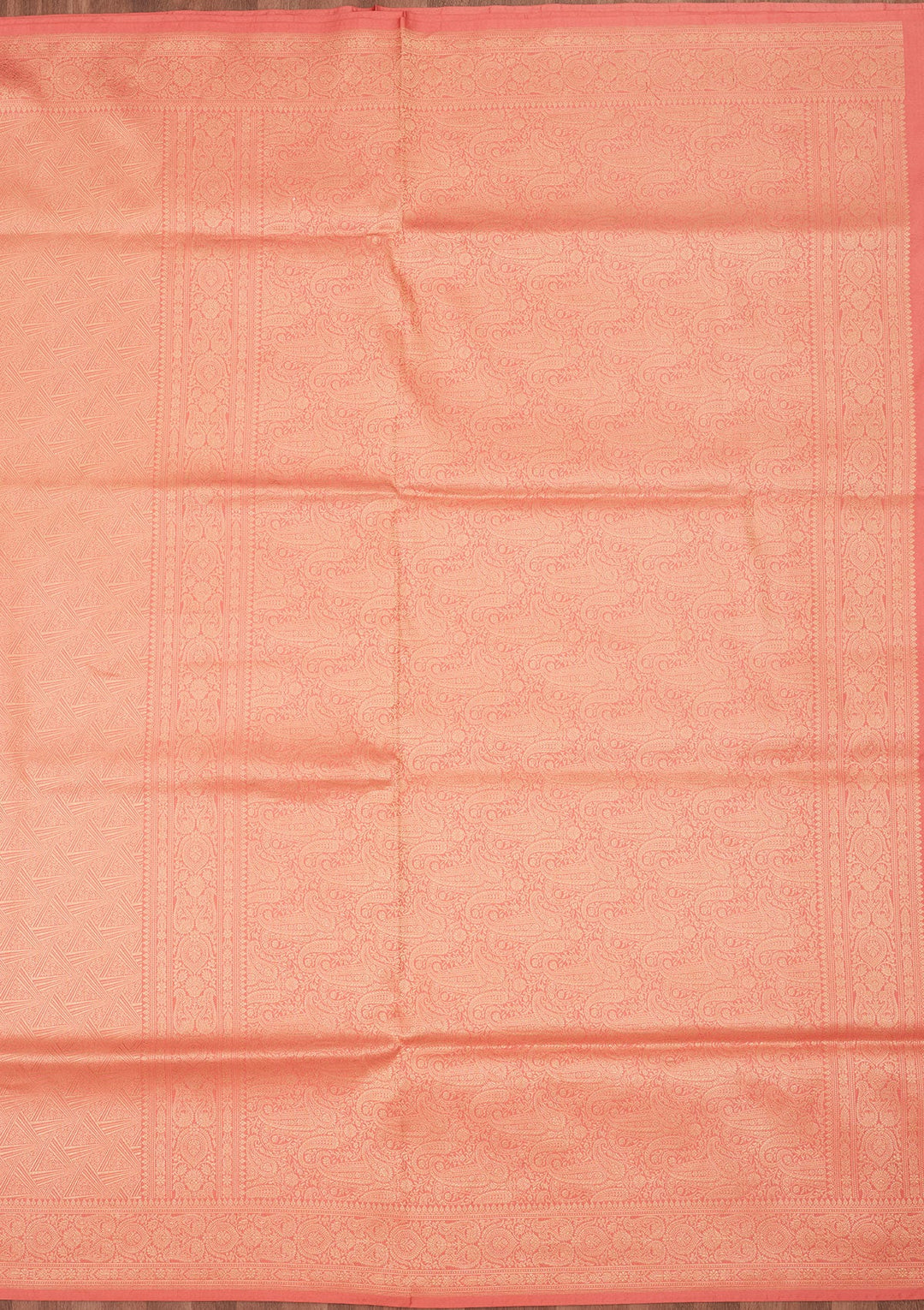 Light Peach Zariwork Pure Silk Saree-Koskii