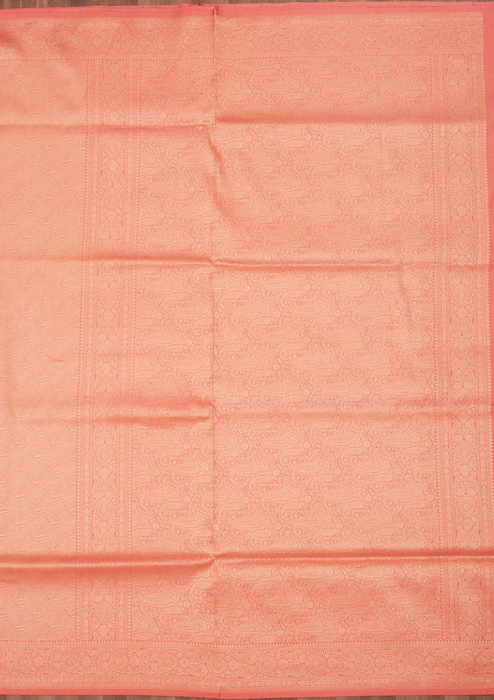 Light Peach Zariwork Pure Silk Saree-Koskii