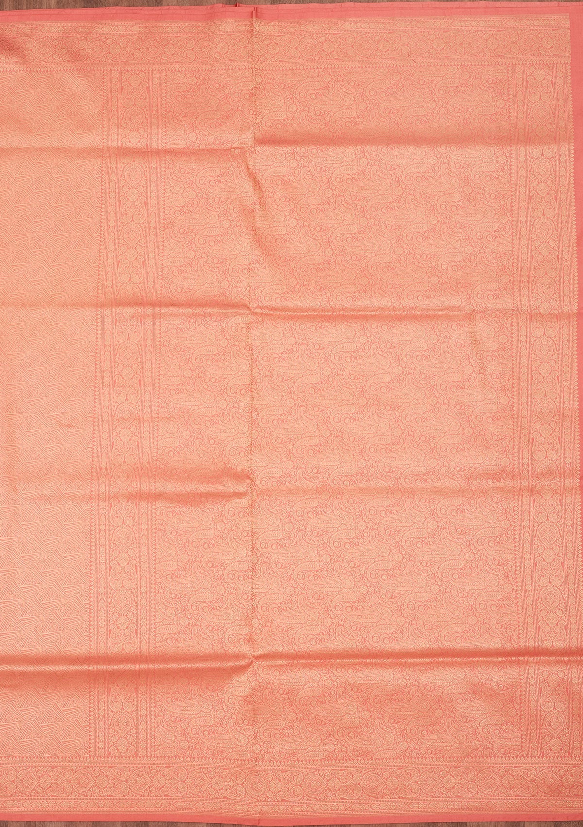 Light Peach Zariwork Pure Silk Saree-Koskii