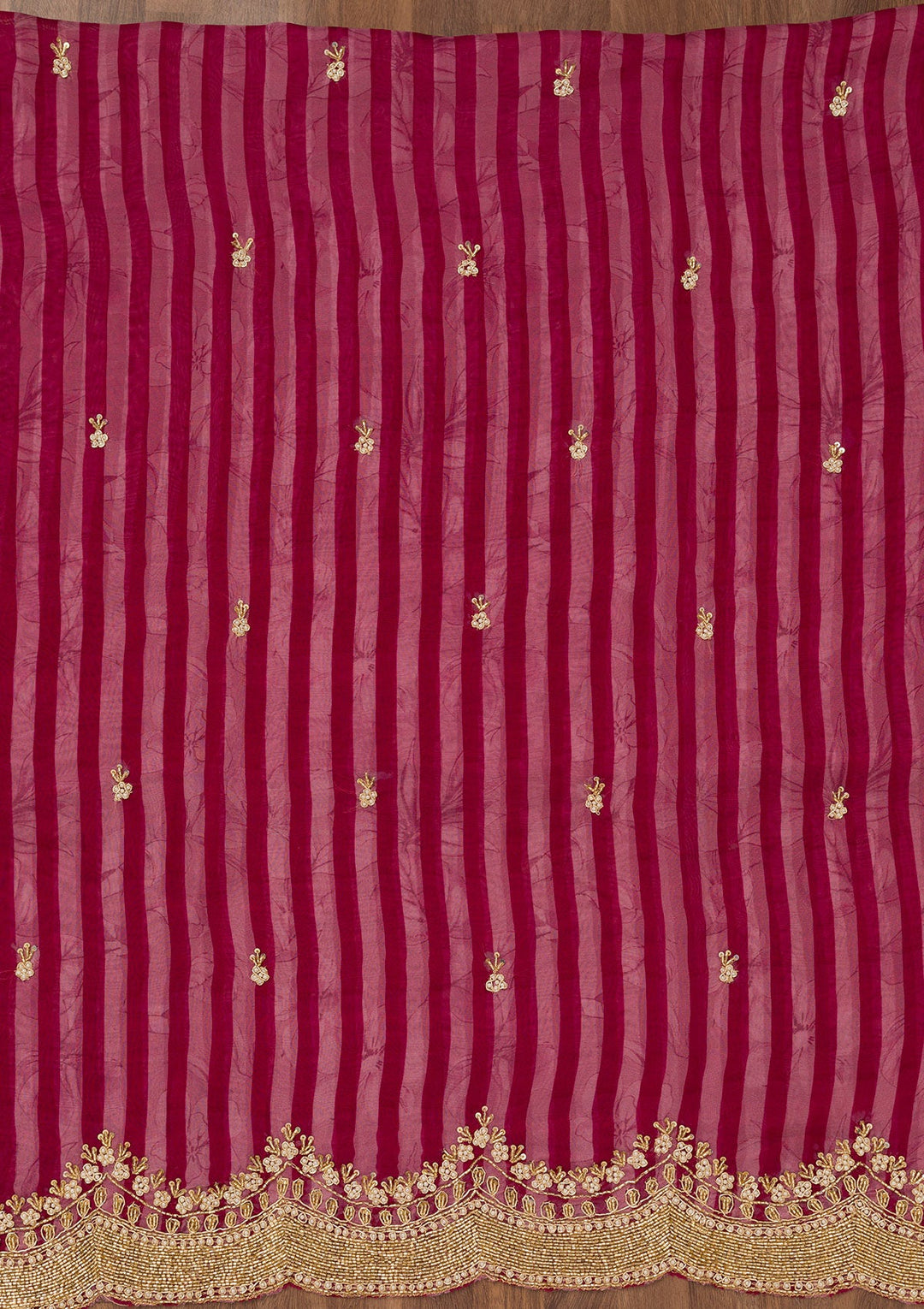 Magenta Pink Cutdana Semi Crepe Unstitched Salwar Suit-Koskii