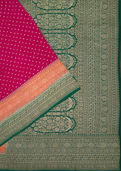 Magenta Pink Zariwork Art Silk Saree