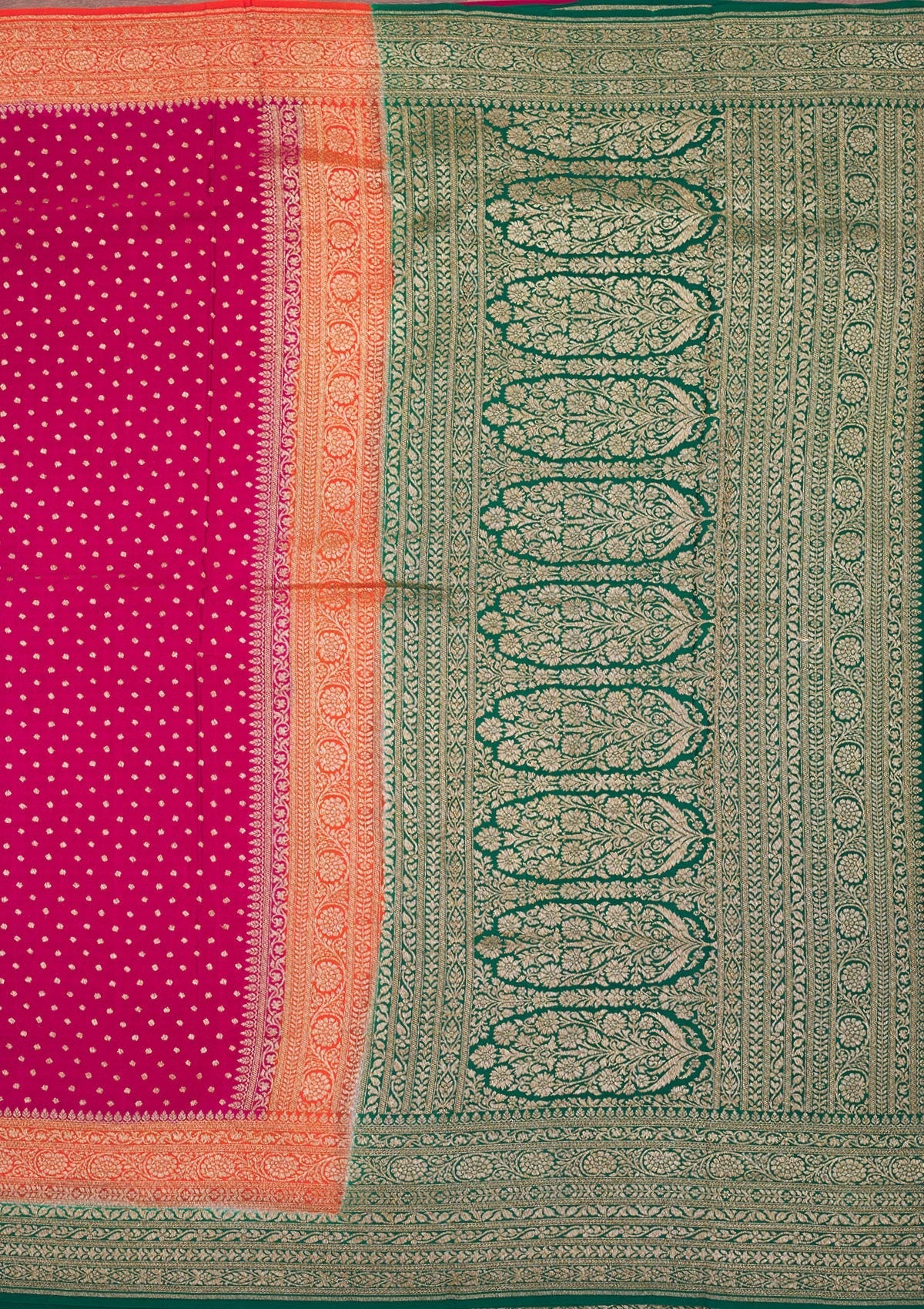 Magenta Pink Zariwork Art Silk Saree