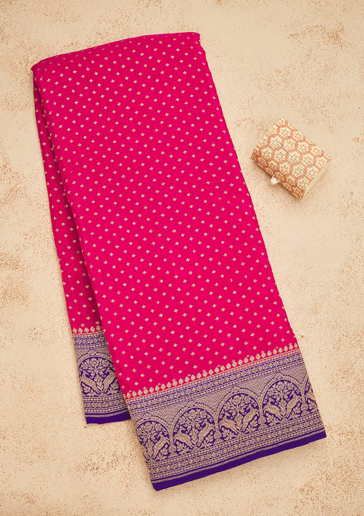 Magenta Pink Zariwork Art Silk Saree-Koskii