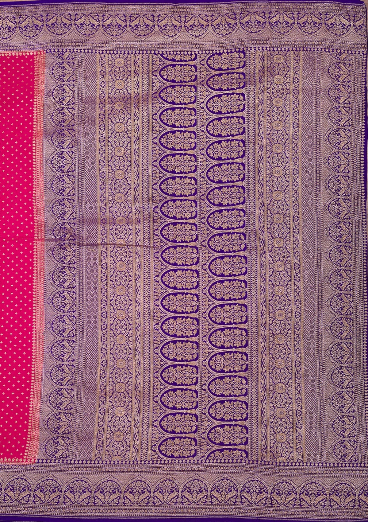 Magenta Pink Zariwork Art Silk Saree