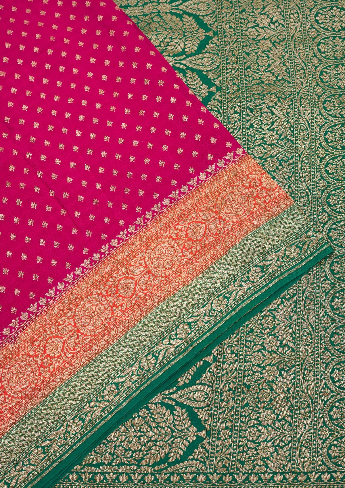 Magenta Pink Zariwork Art Silk Saree