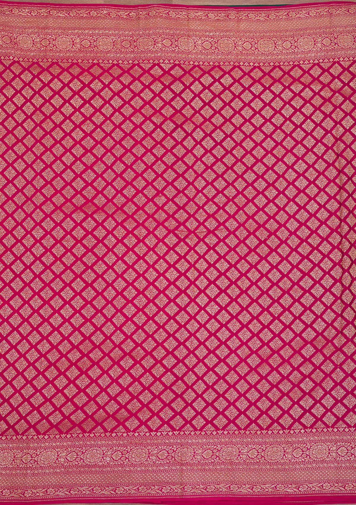 Magenta Pink Zariwork Art Silk Saree