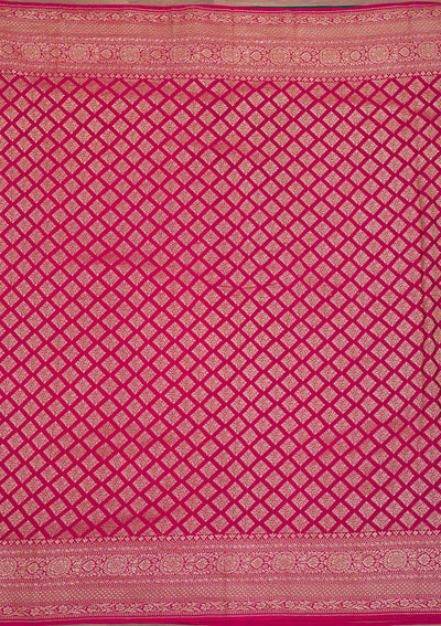 Magenta Pink Zariwork Art Silk Saree