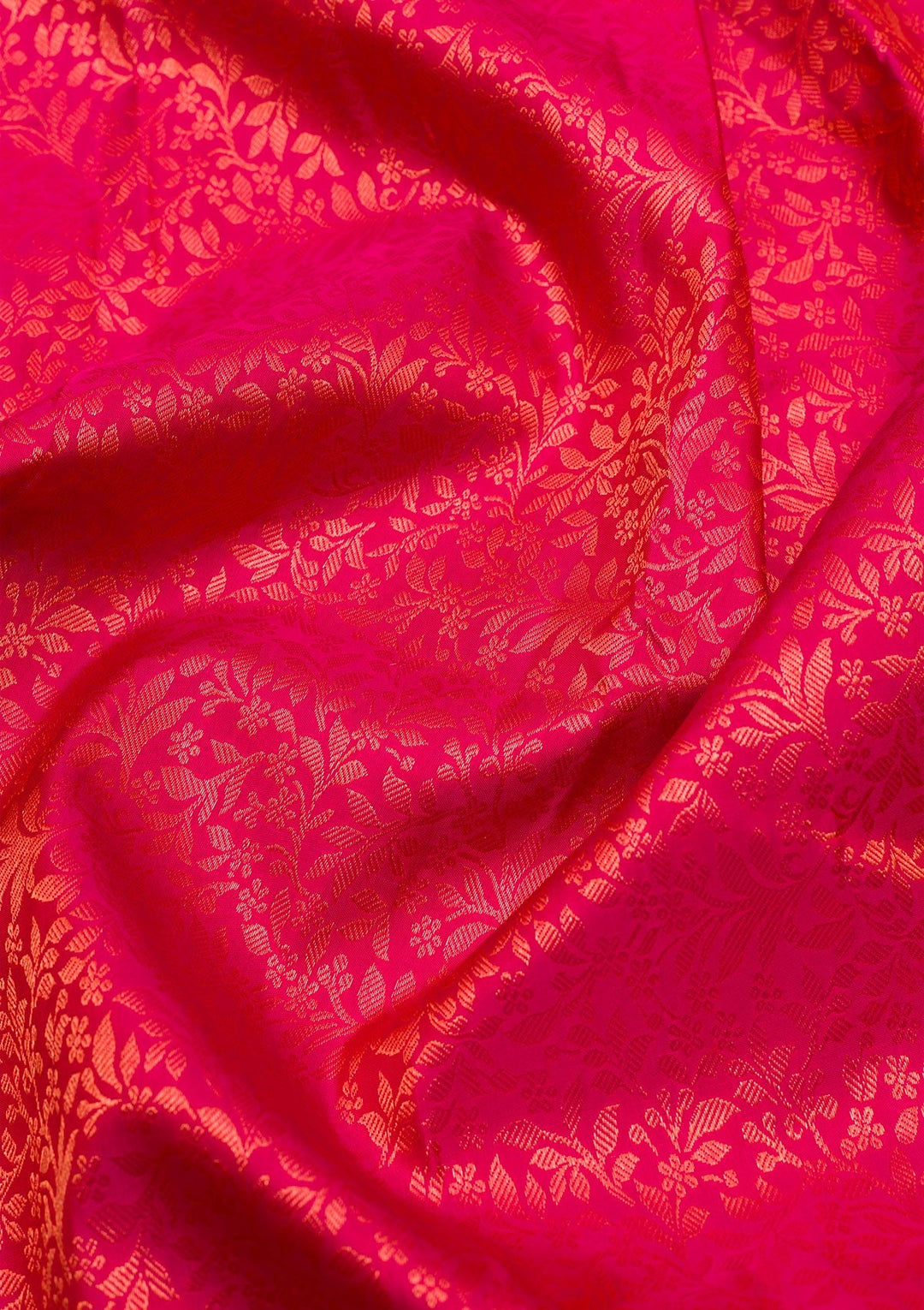 Magenta Pink Zariwork Pure Silk Saree-Koskii