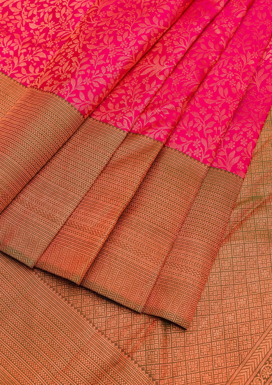 Magenta Pink Zariwork Pure Silk Saree-Koskii