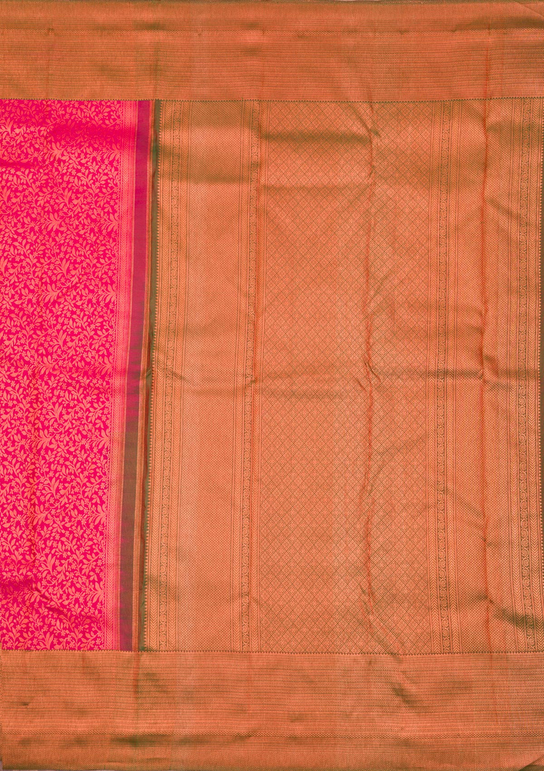 Magenta Pink Zariwork Pure Silk Saree-Koskii
