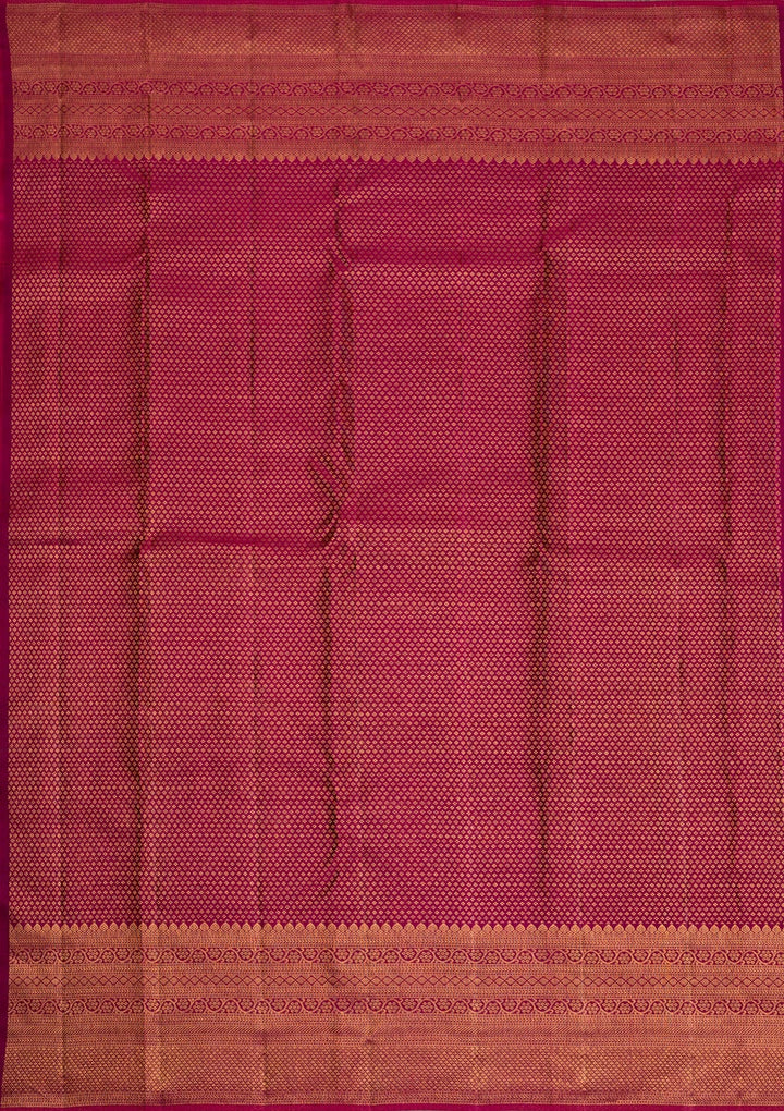 Magenta Pink Copper Zariwork Pure Silk Saree - Koskii