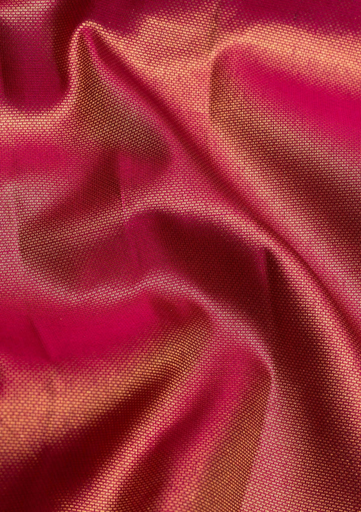 Magenta Pink Copper Zariwork Pure Silk Saree - Koskii