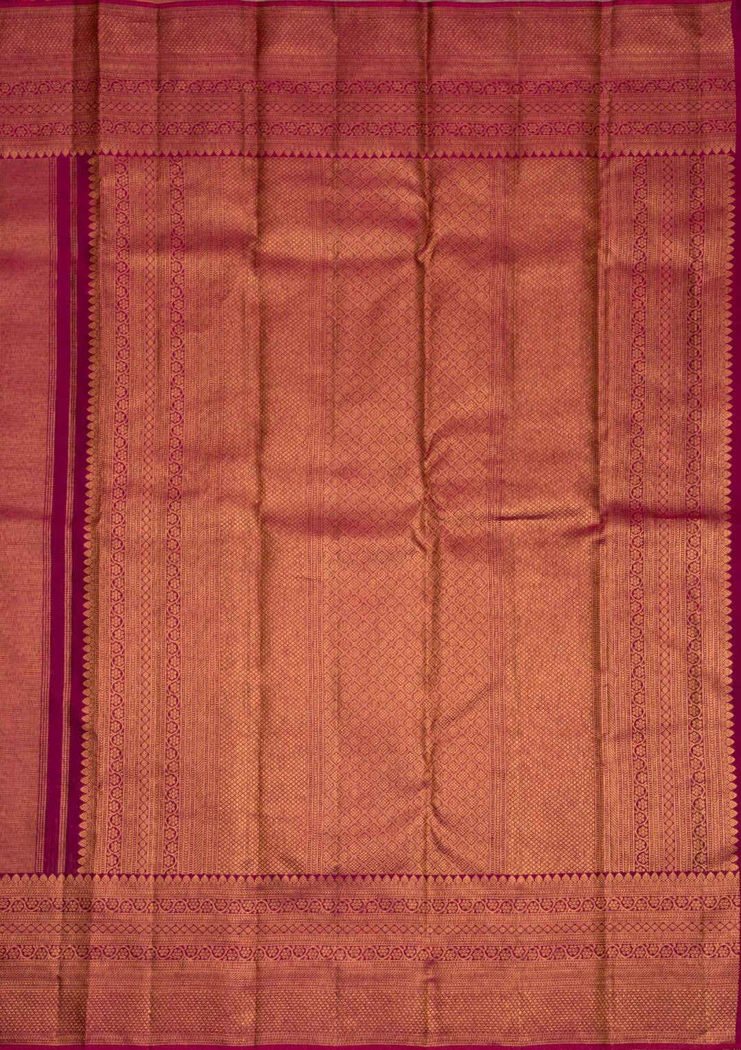 Magenta Pink Copper Zariwork Pure Silk Saree - Koskii