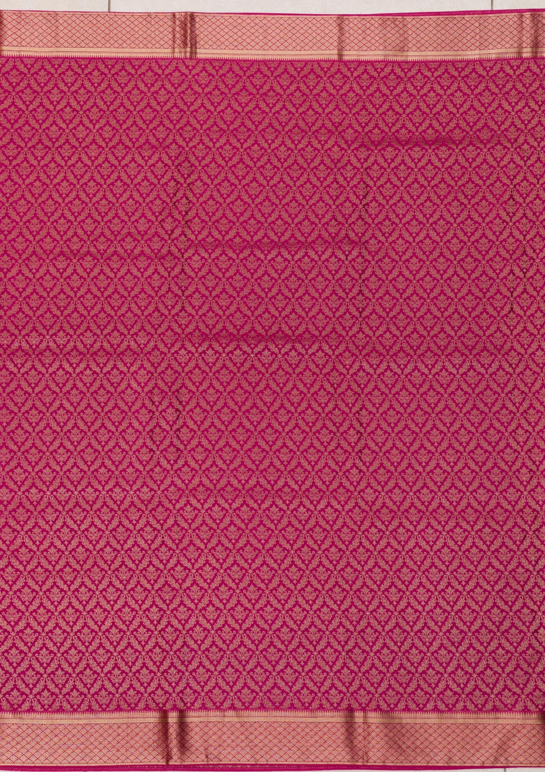 Magenta Pink Zariwork Pure Silk Saree-Koskii