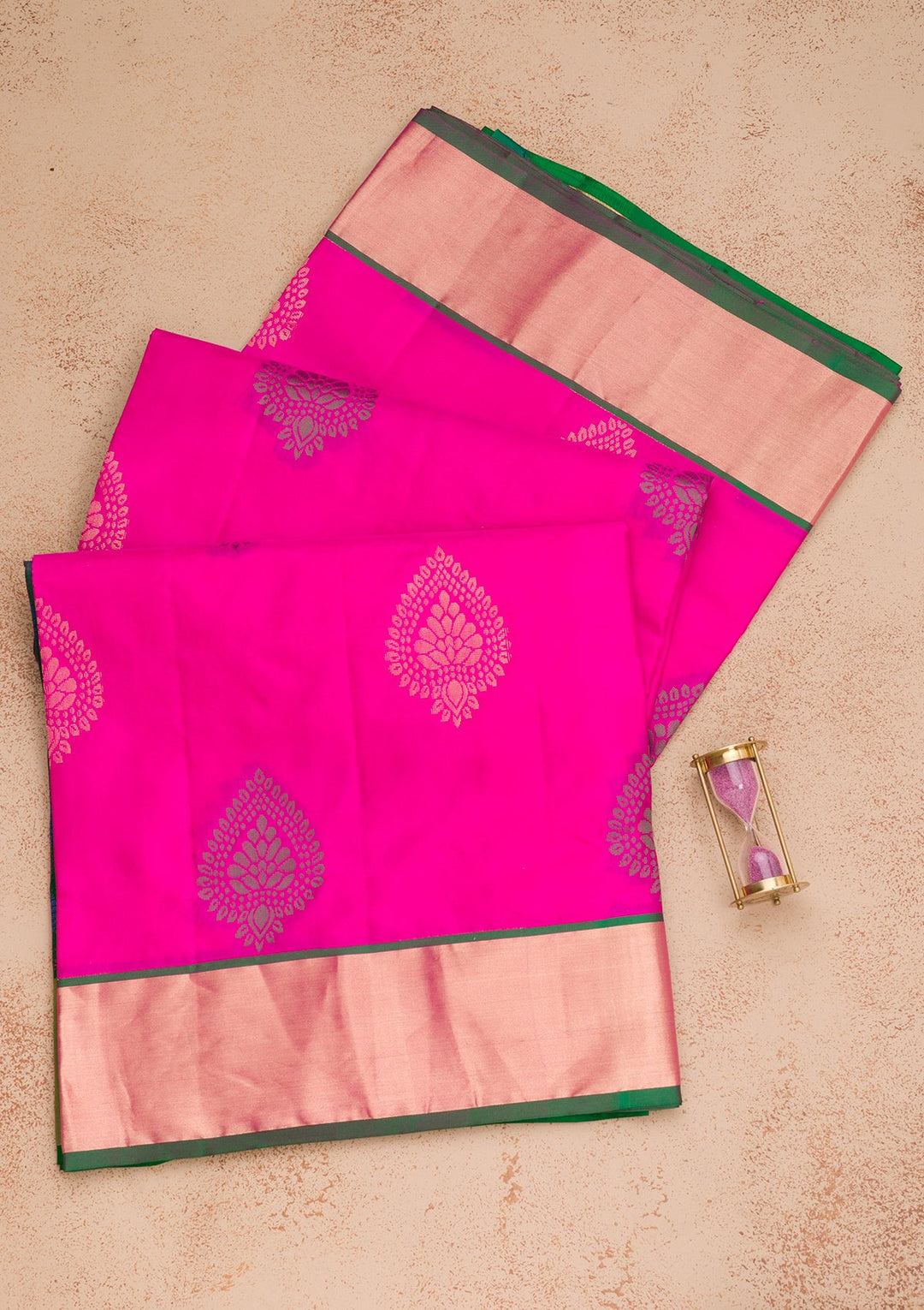Magenta Pink Zariwork Pure Silk Saree-Koskii