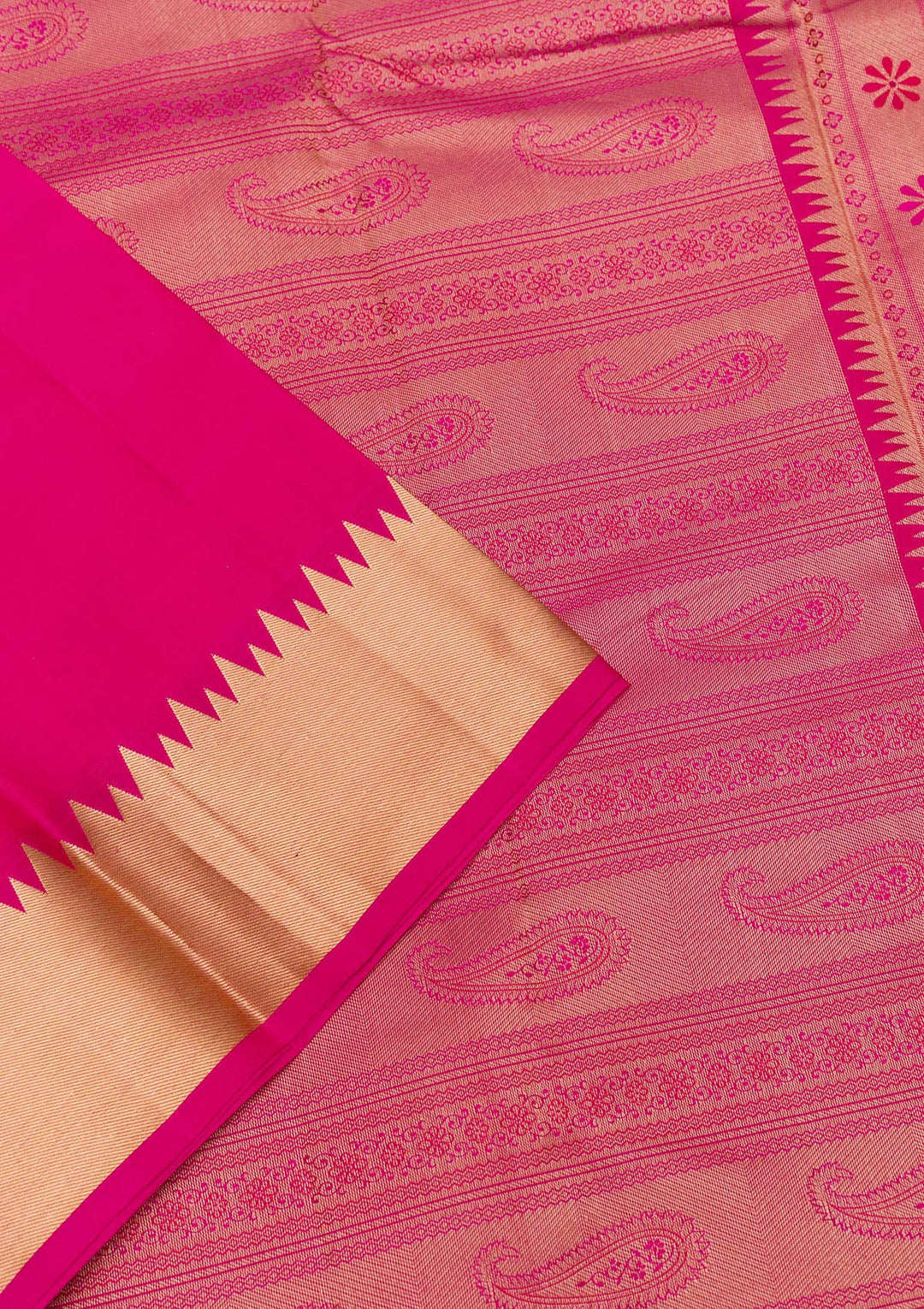 Magenta Pink Zariwork Pure Silk Saree-Koskii
