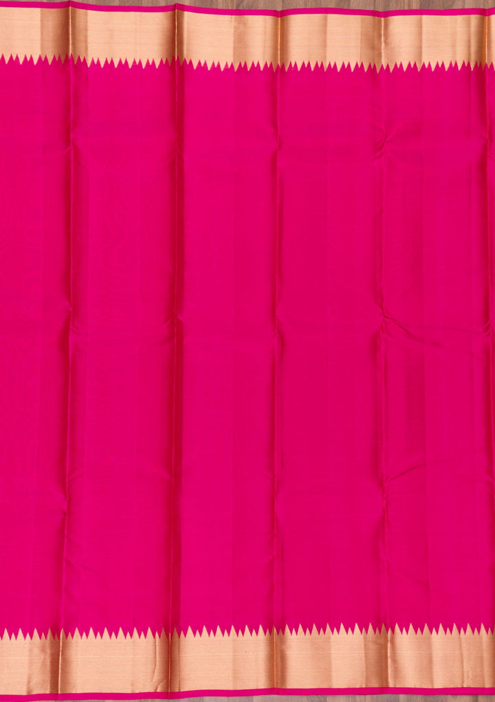 Magenta Pink Zariwork Pure Silk Saree-Koskii