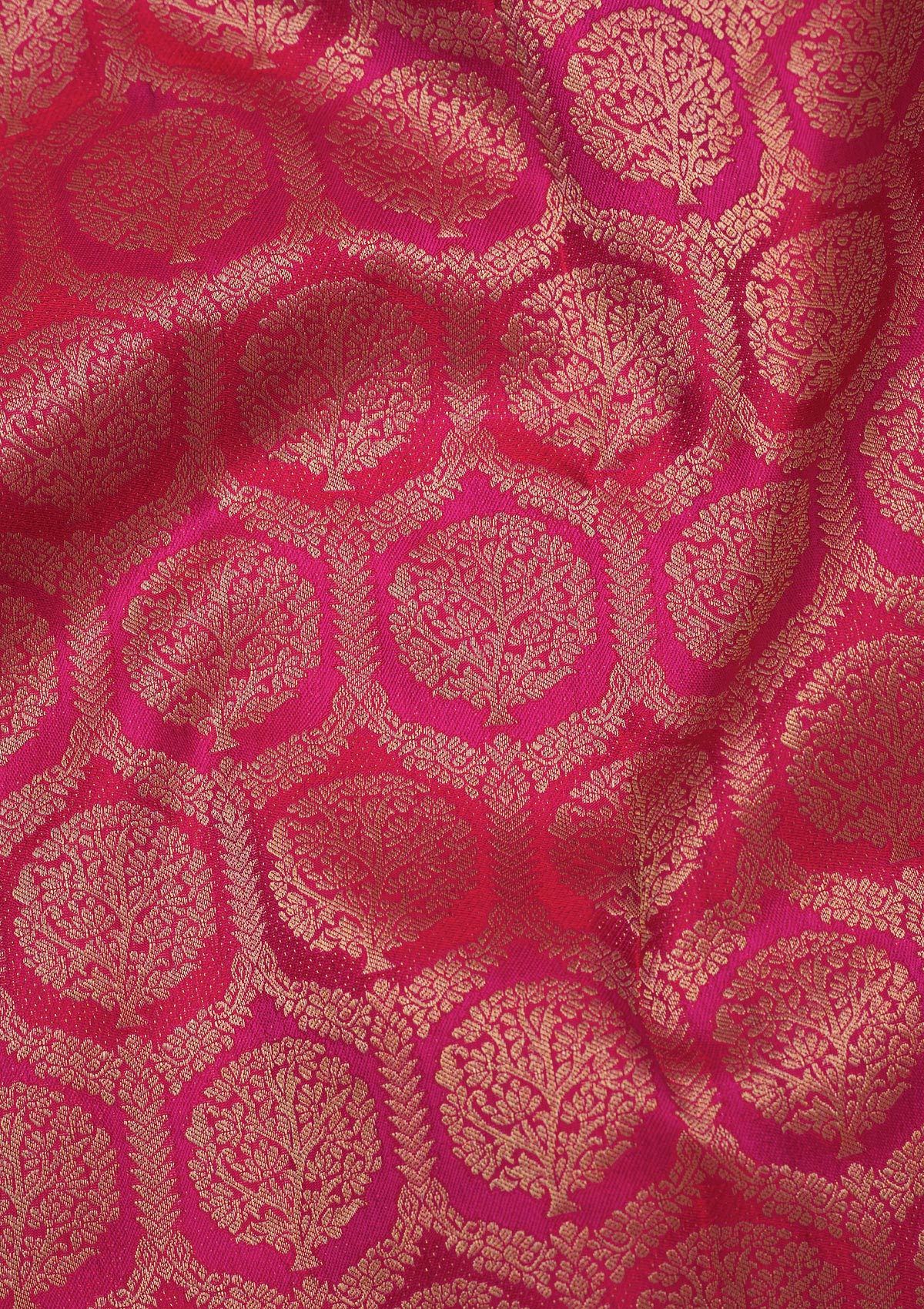 Magenta Pink Zariwork Pure Silk Saree-Koskii