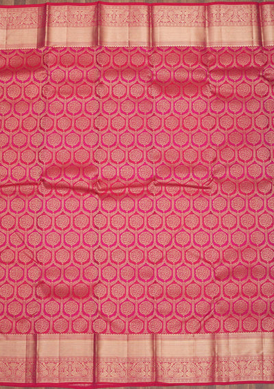 Magenta Pink Zariwork Pure Silk Saree-Koskii