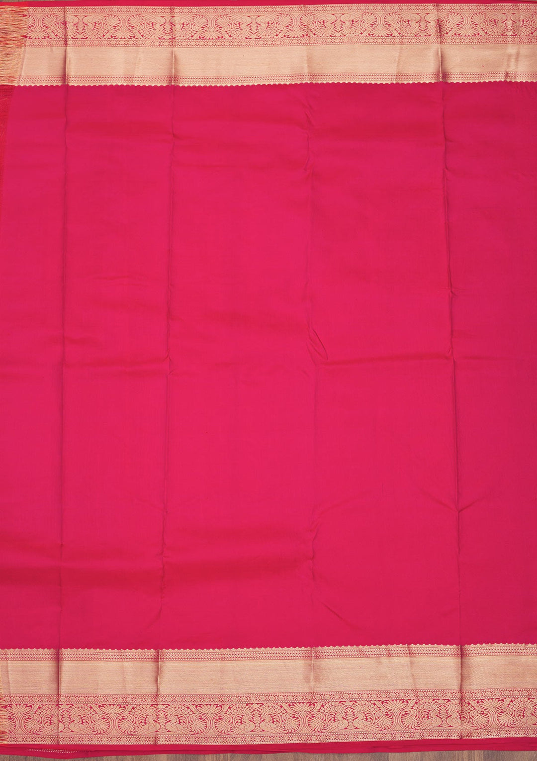 Magenta Pink Zariwork Pure Silk Saree-Koskii