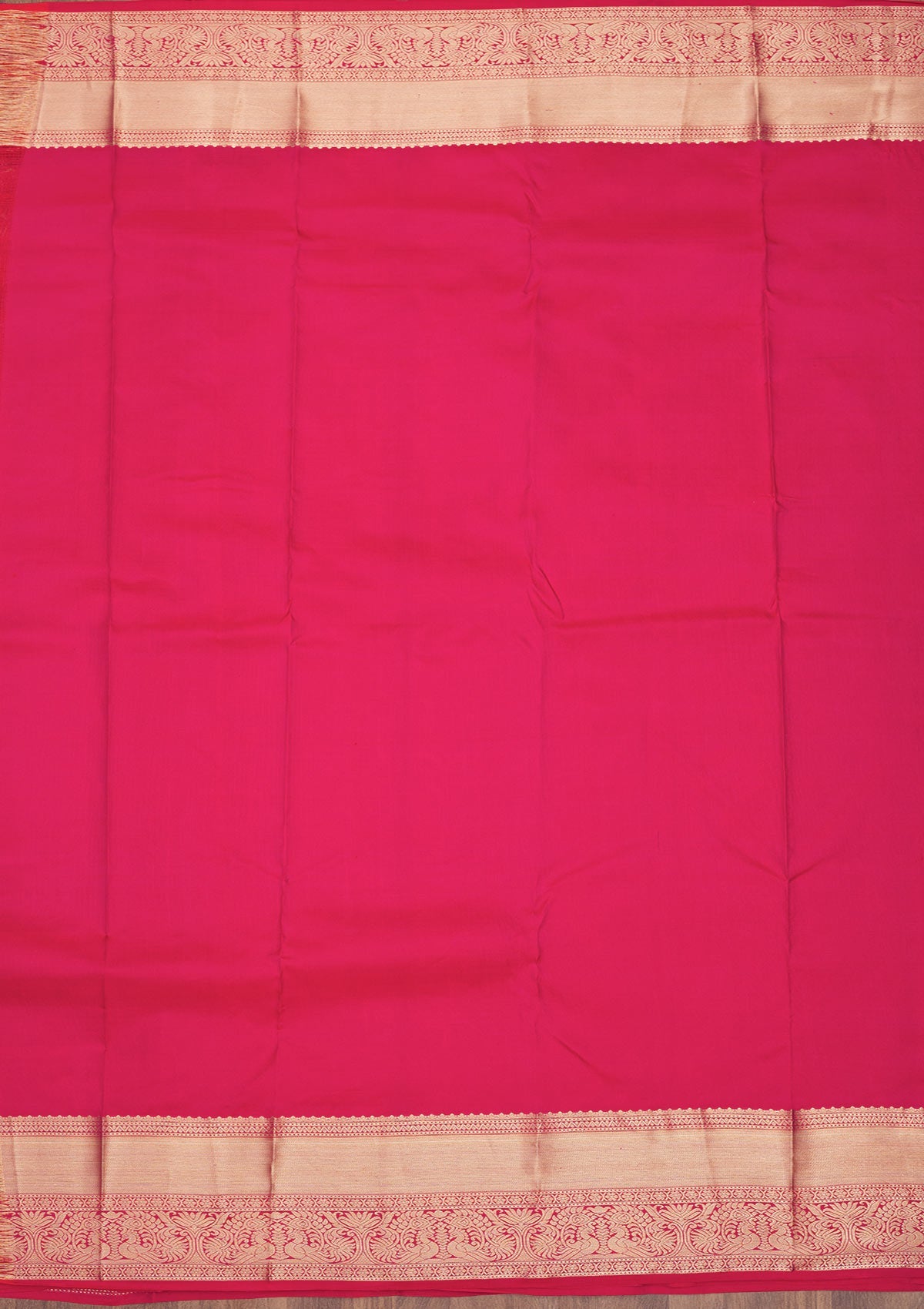 Magenta Pink Zariwork Pure Silk Saree-Koskii