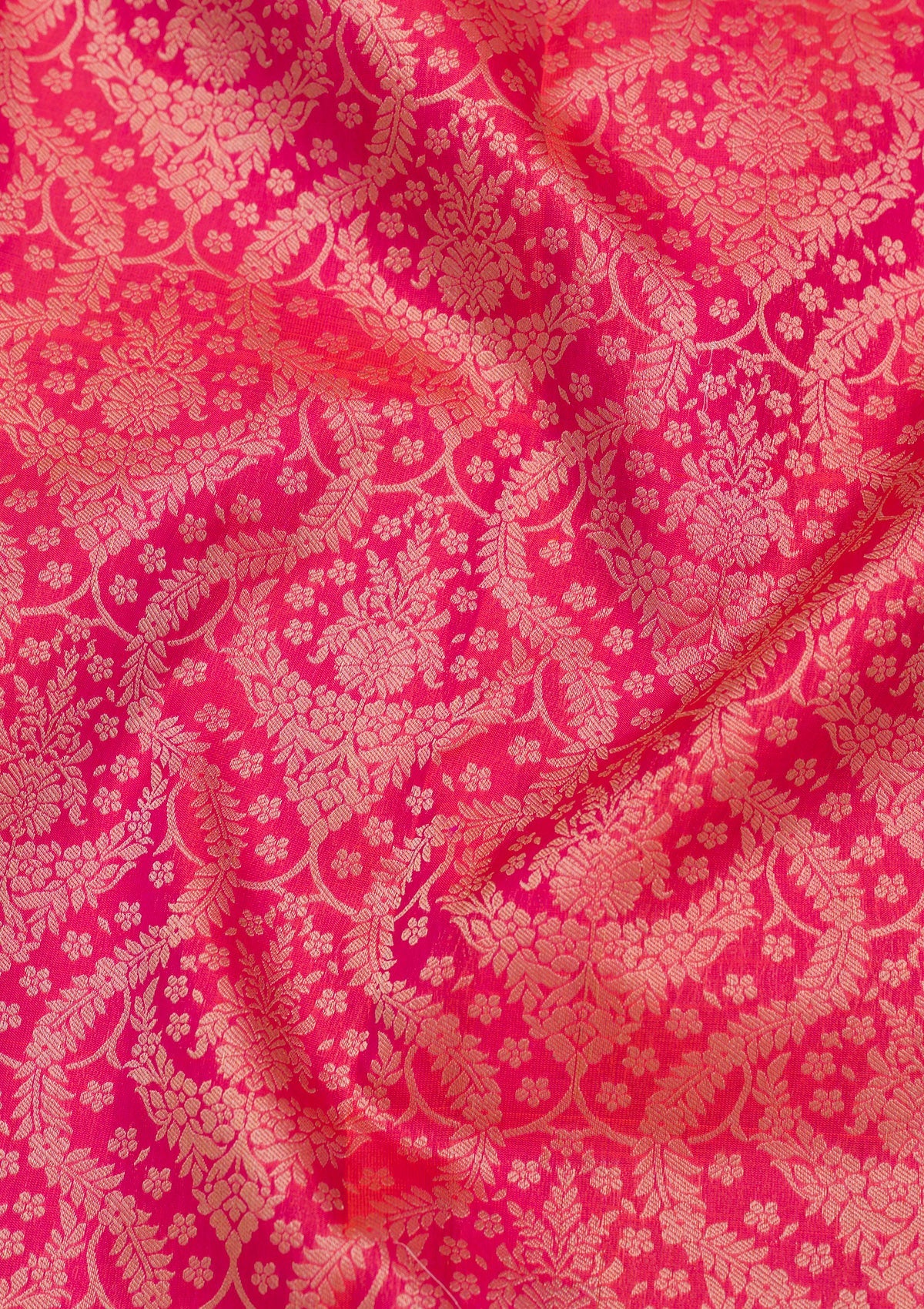 Magenta Pink Zariwork Pure Silk Saree-Koskii