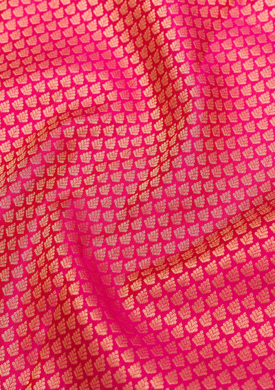 Magenta Pink Zariwork Pure Silk Saree-Koskii