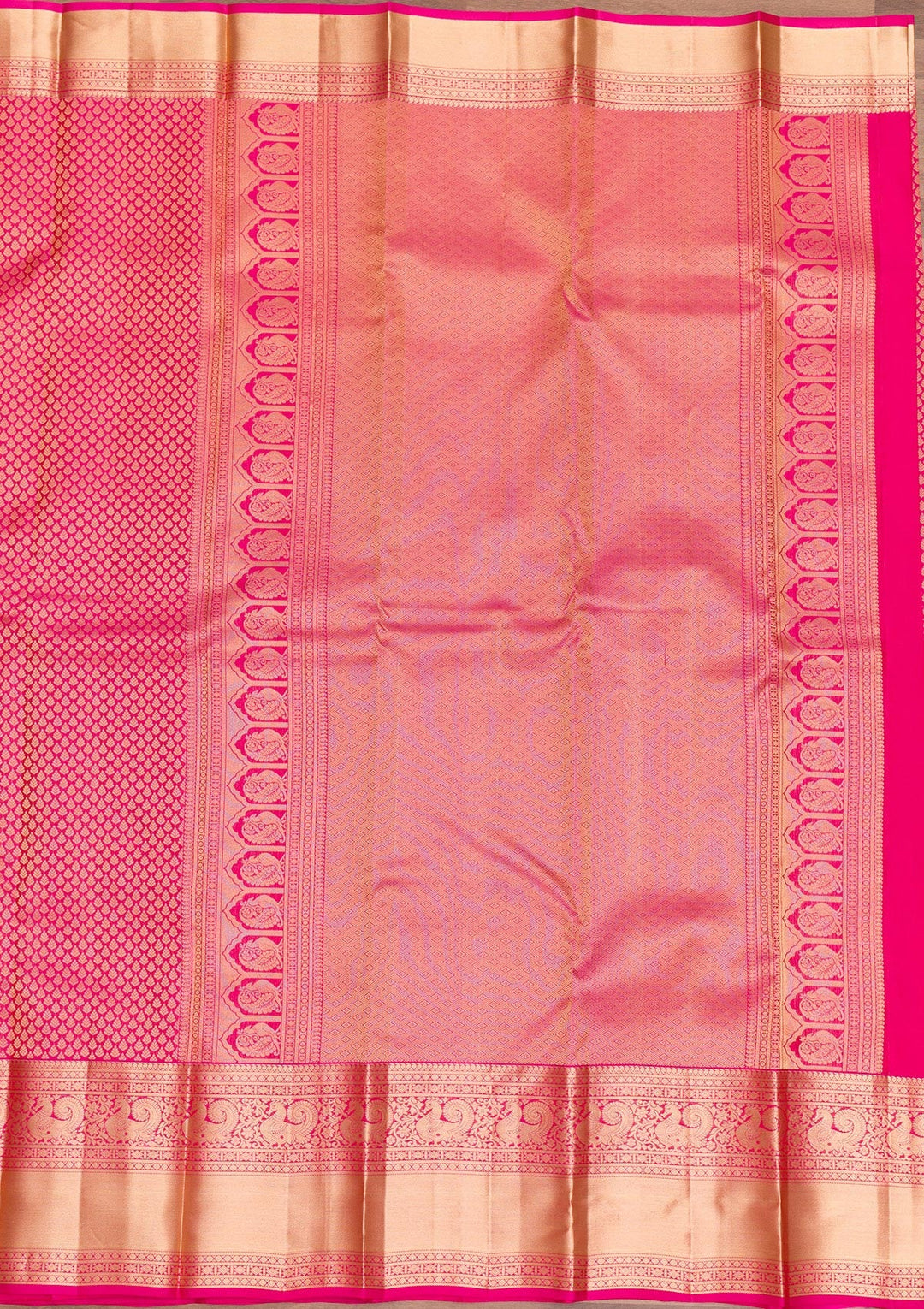 Magenta Pink Zariwork Pure Silk Saree-Koskii