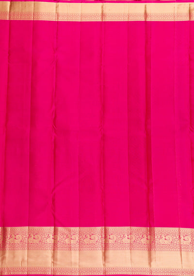 Magenta Pink Zariwork Pure Silk Saree-Koskii