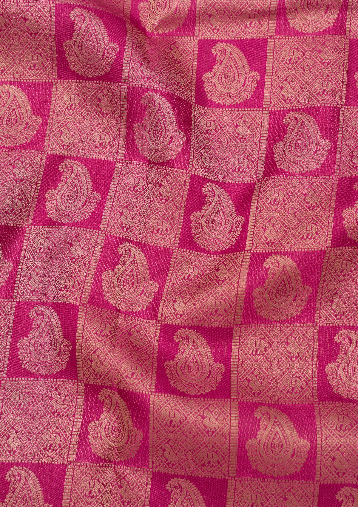 Magenta Pink Zariwork Pure Silk Saree-Koskii