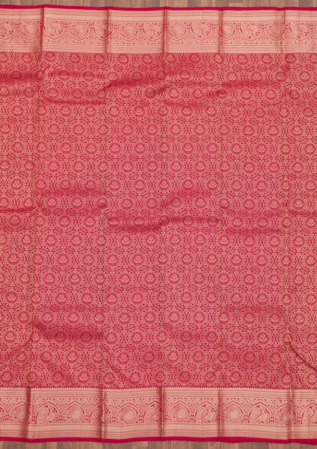 Magenta Pink Zariwork Pure Silk Saree-Koskii