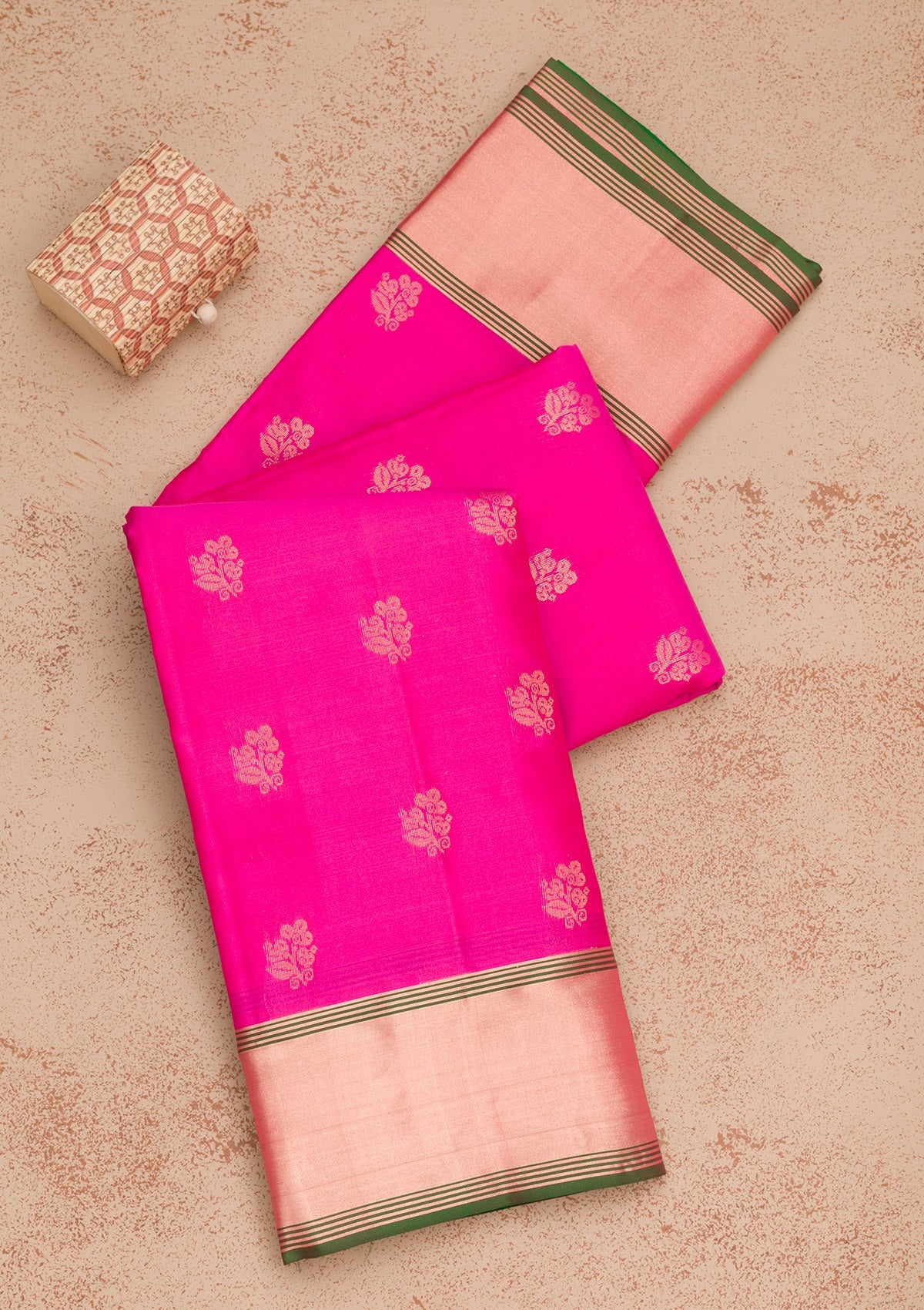 Magenta Pink Zariwork Pure Silk Saree-Koskii