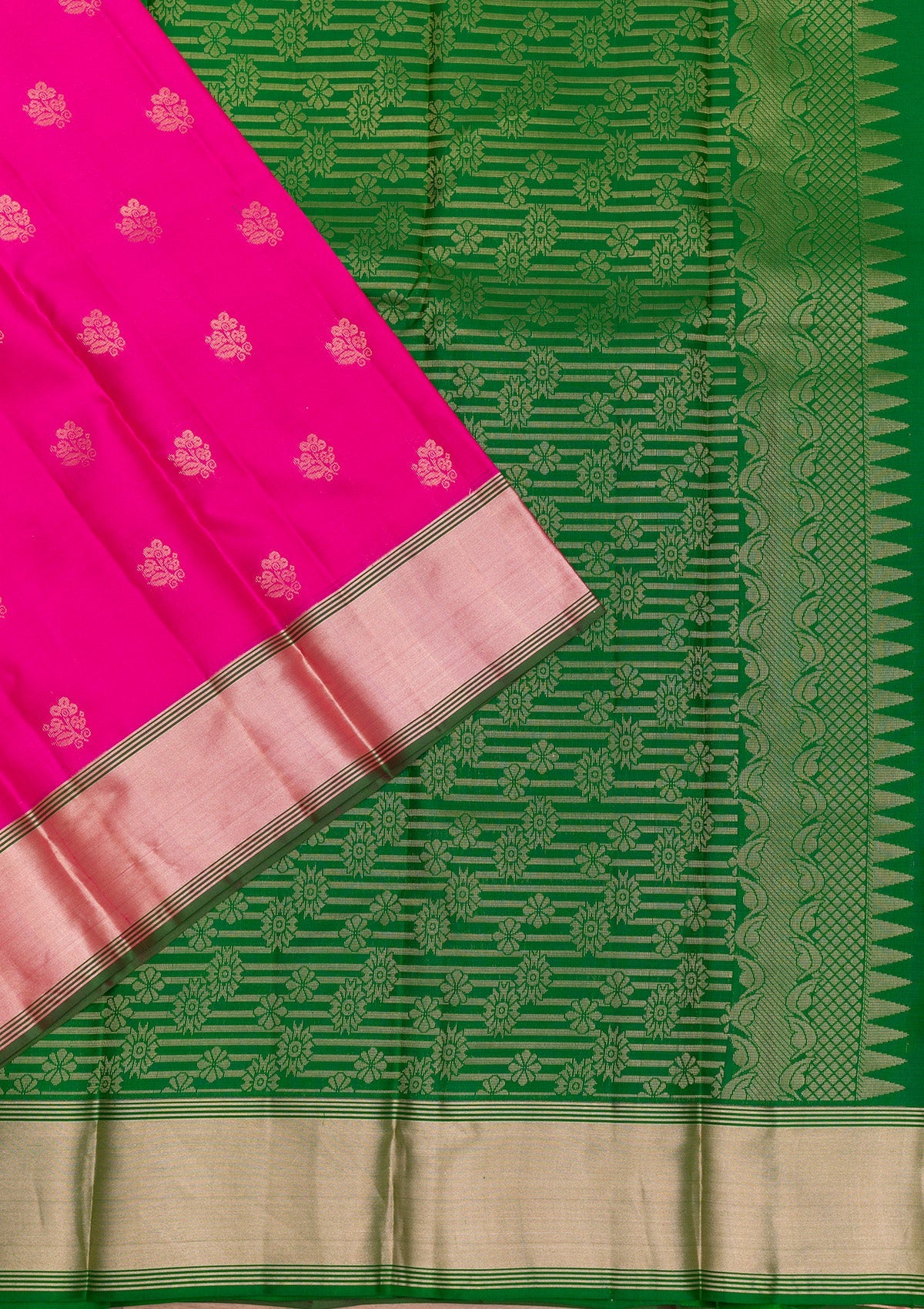 Magenta Pink Zariwork Pure Silk Saree-Koskii