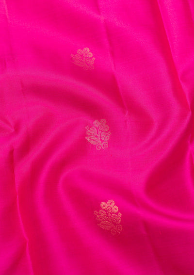 Magenta Pink Zariwork Pure Silk Saree-Koskii