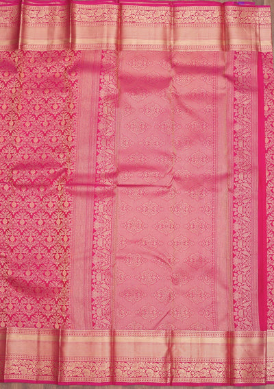 Magenta Pink Zariwork Pure Silk Saree-Koskii