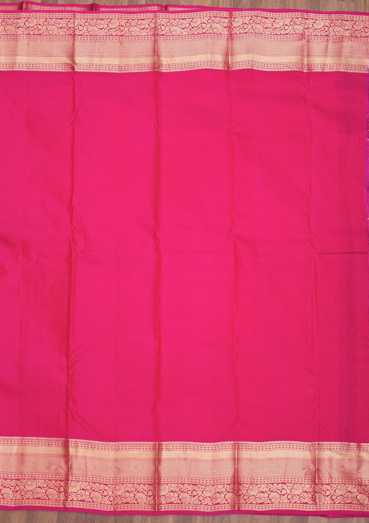 Magenta Pink Zariwork Pure Silk Saree-Koskii