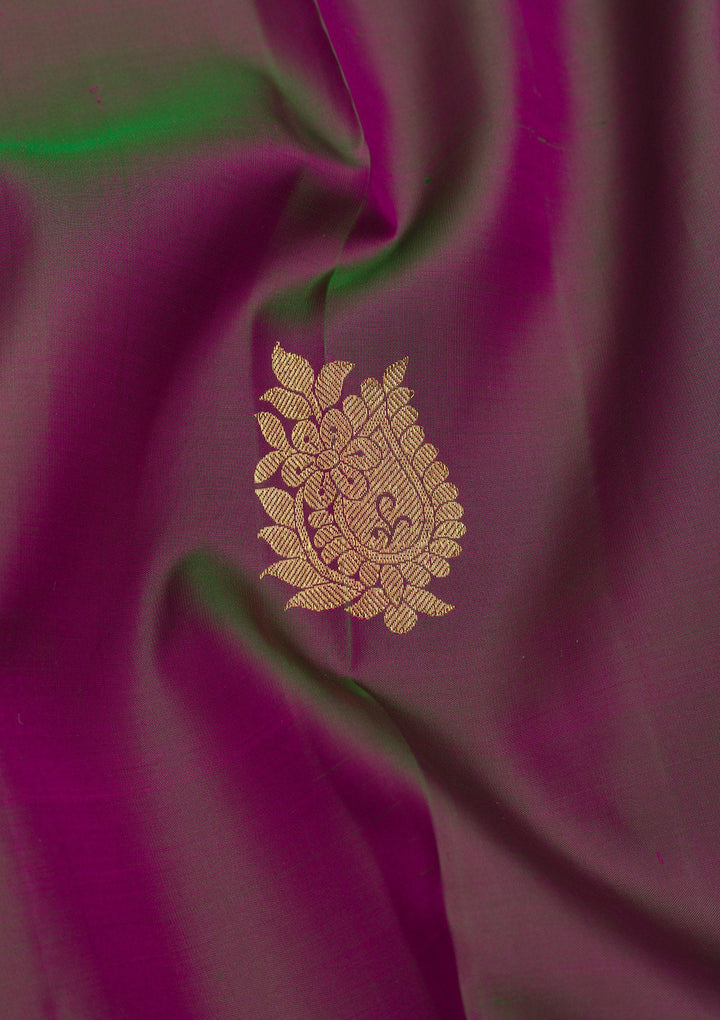 Magenta Pink Zariwork Pure Silk Saree-Koskii