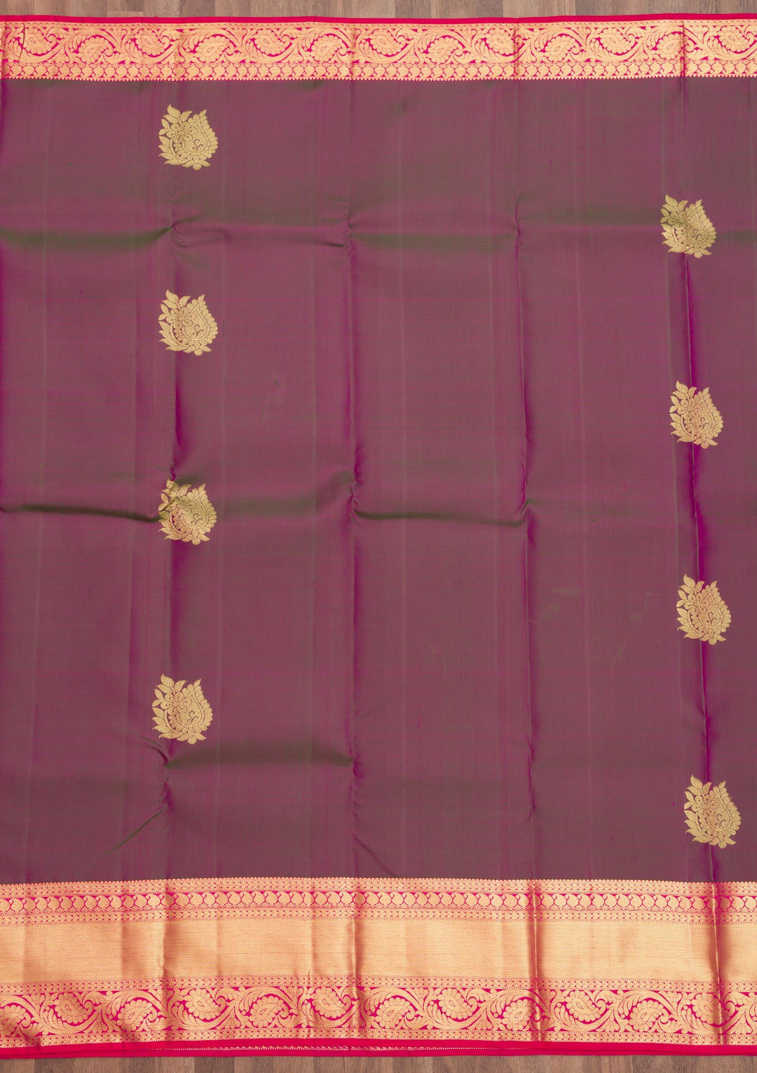 Magenta Pink Zariwork Pure Silk Saree-Koskii