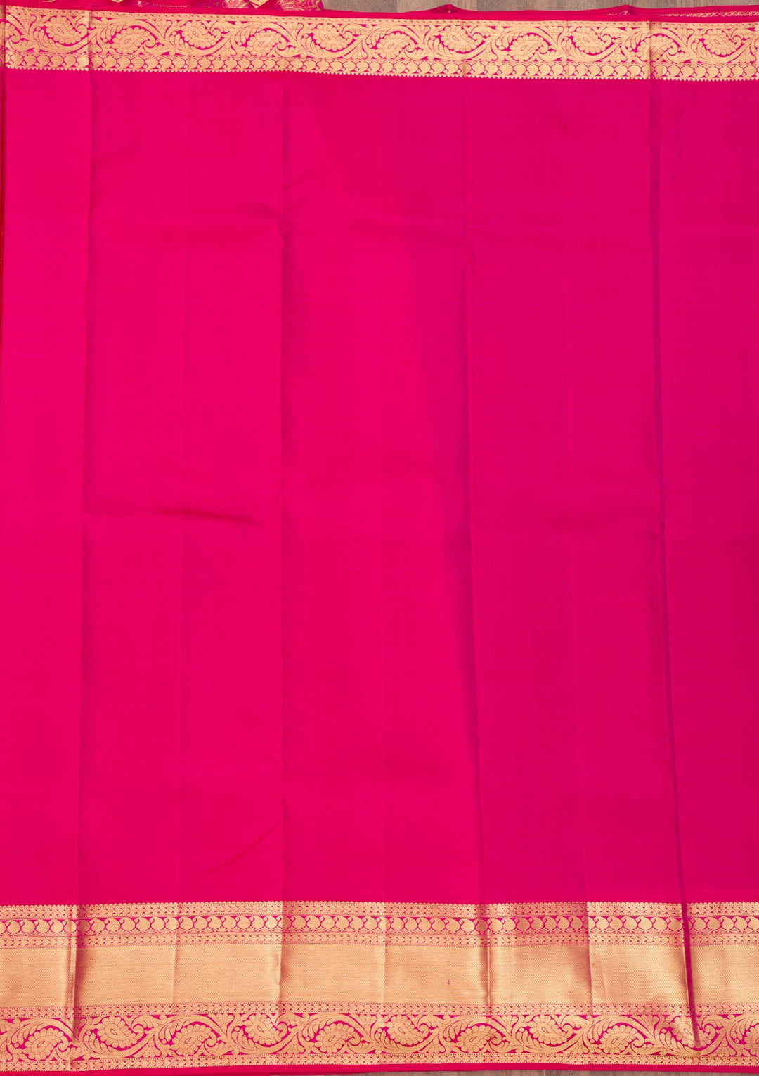 Magenta Pink Zariwork Pure Silk Saree-Koskii